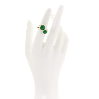 David Yurman 18K Yellow Gold Diamond Chrysoprase Chatelaine Bypass Ring 51 5.75 2 of 6