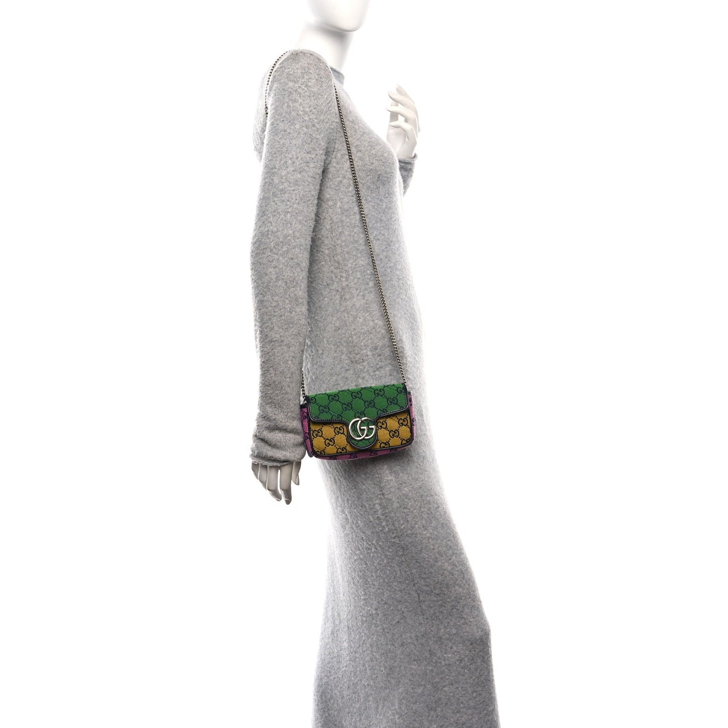 Monogram Multicolor Matelasse Diagonal Super Mini GG Marmont Shoulder Bag Green Blue Yellow Light Blue Pink