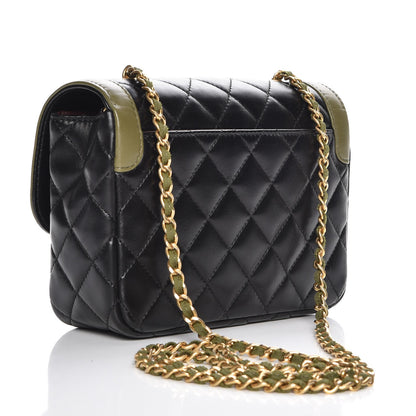 Chanel Lambskin Mini Square Flap Black Khaki 3 of 8