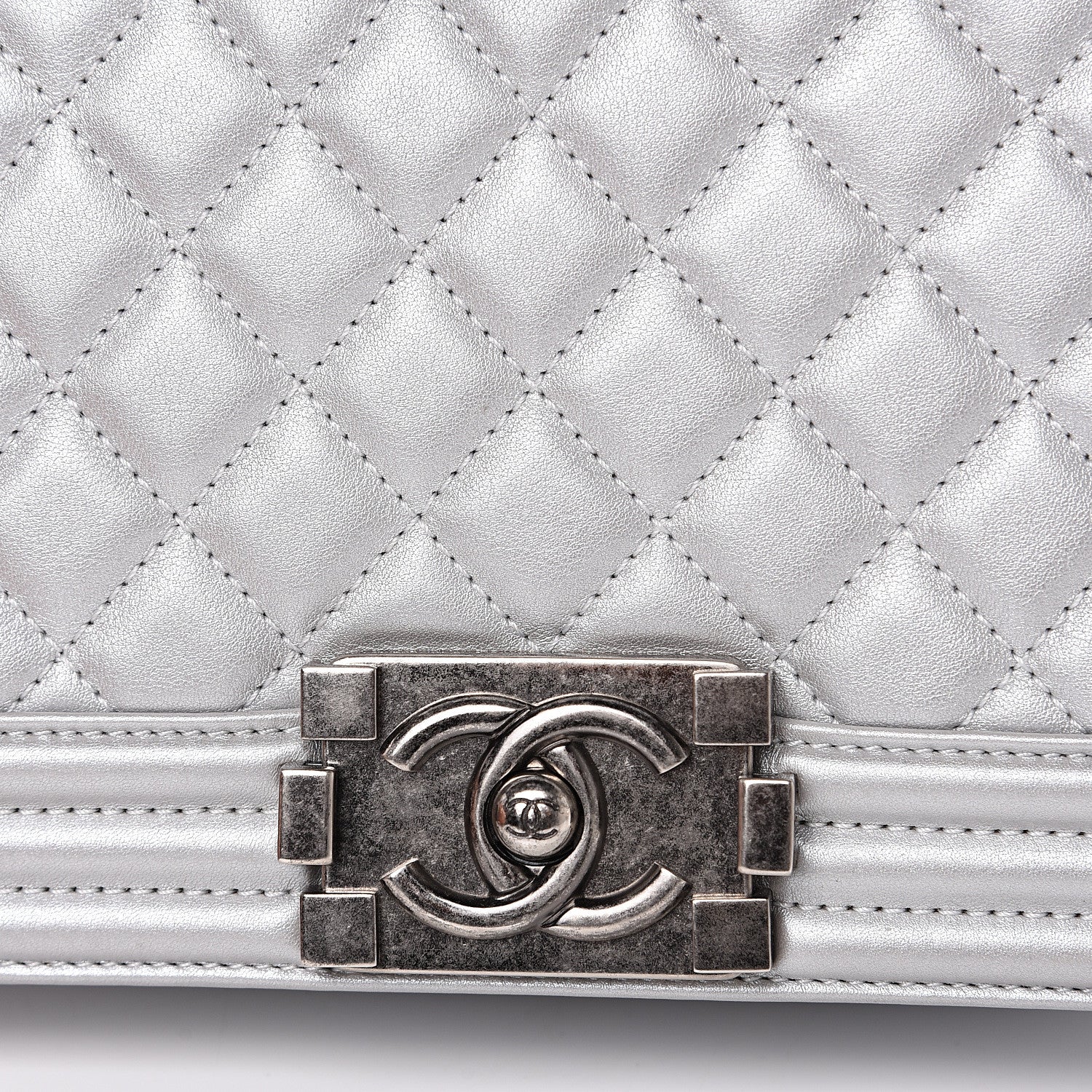Chanel Metallic Calfskin Quilted Medium Boy Flap Silver 16 of 16