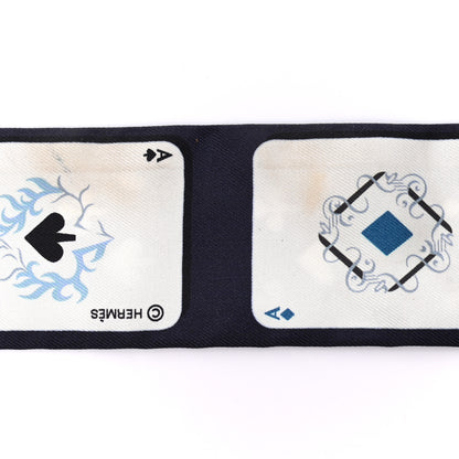 Hermes Silk Jeu de Cartes Twilly Marine Petrole White 5 of 5