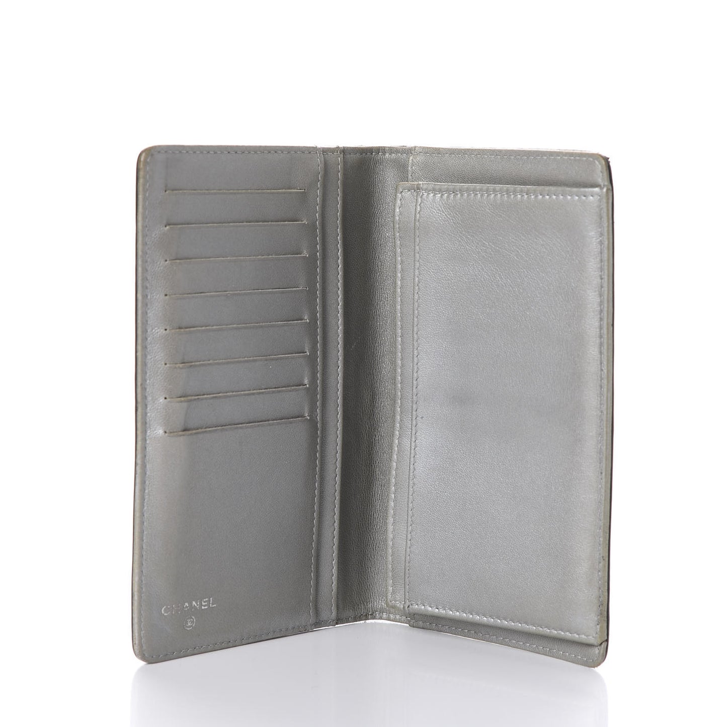 Lambskin Camellia Embossed Yen Wallet Black