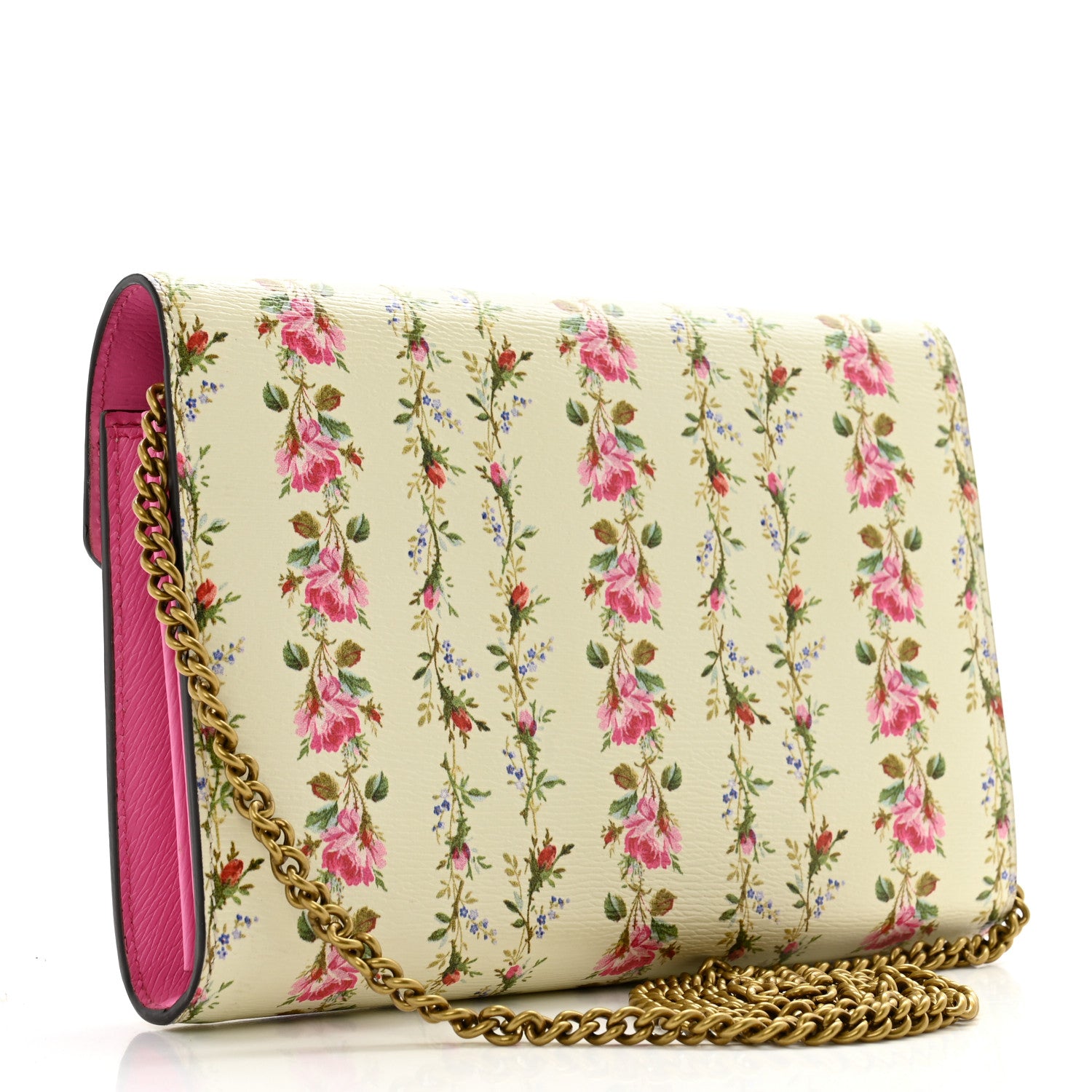 Gucci Calfskin Floral Print Mini Dionysus Chain Wallet Ivory Pink 3 of 12