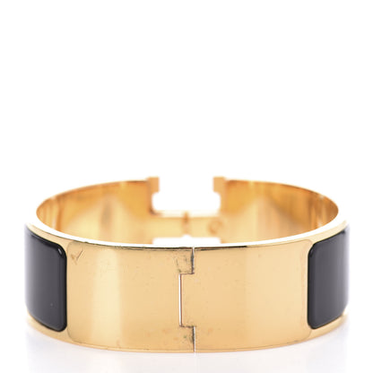 Hermes Enamel Wide Clic Clac H Bracelet GM Black 2 of 5