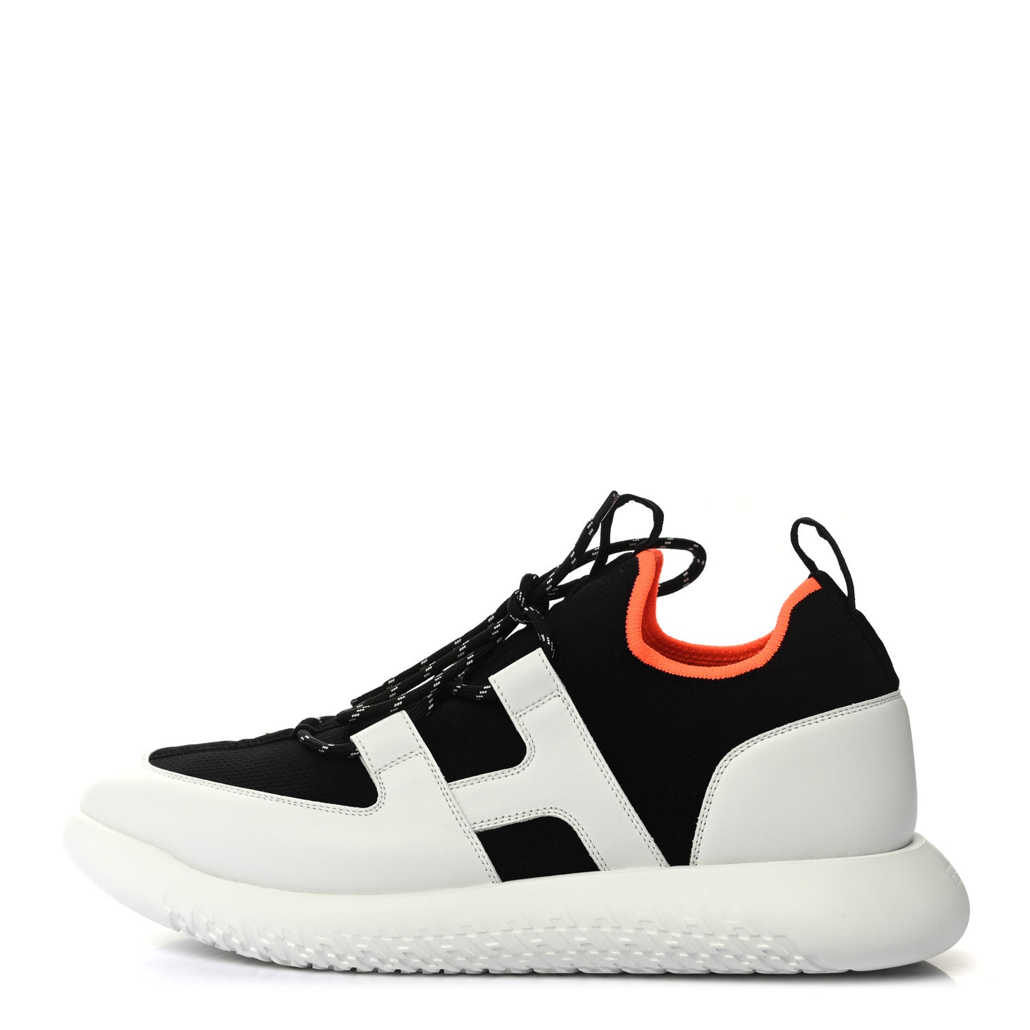 Hermes Technical Canvas Calfskin Mens Duel Sneakers 43 White Black 1 of 9