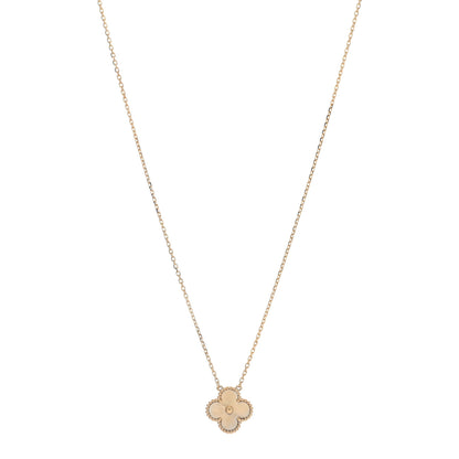 Van Cleef & Arpels 18K Yellow Gold Guilloche Vintage Alhambra Pendant Necklace 1 of 4