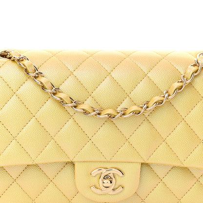 Chanel Iridescent Caviar Quilted Medium Double Flap Yellow 8 of 11