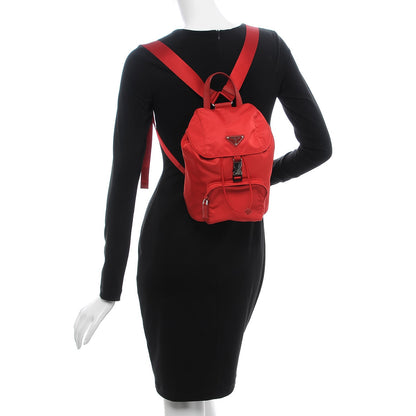 Prada Tessuto Nylon Vela Saffiano Mini Single Snap Buckle Backpack Rosso 2 of 8