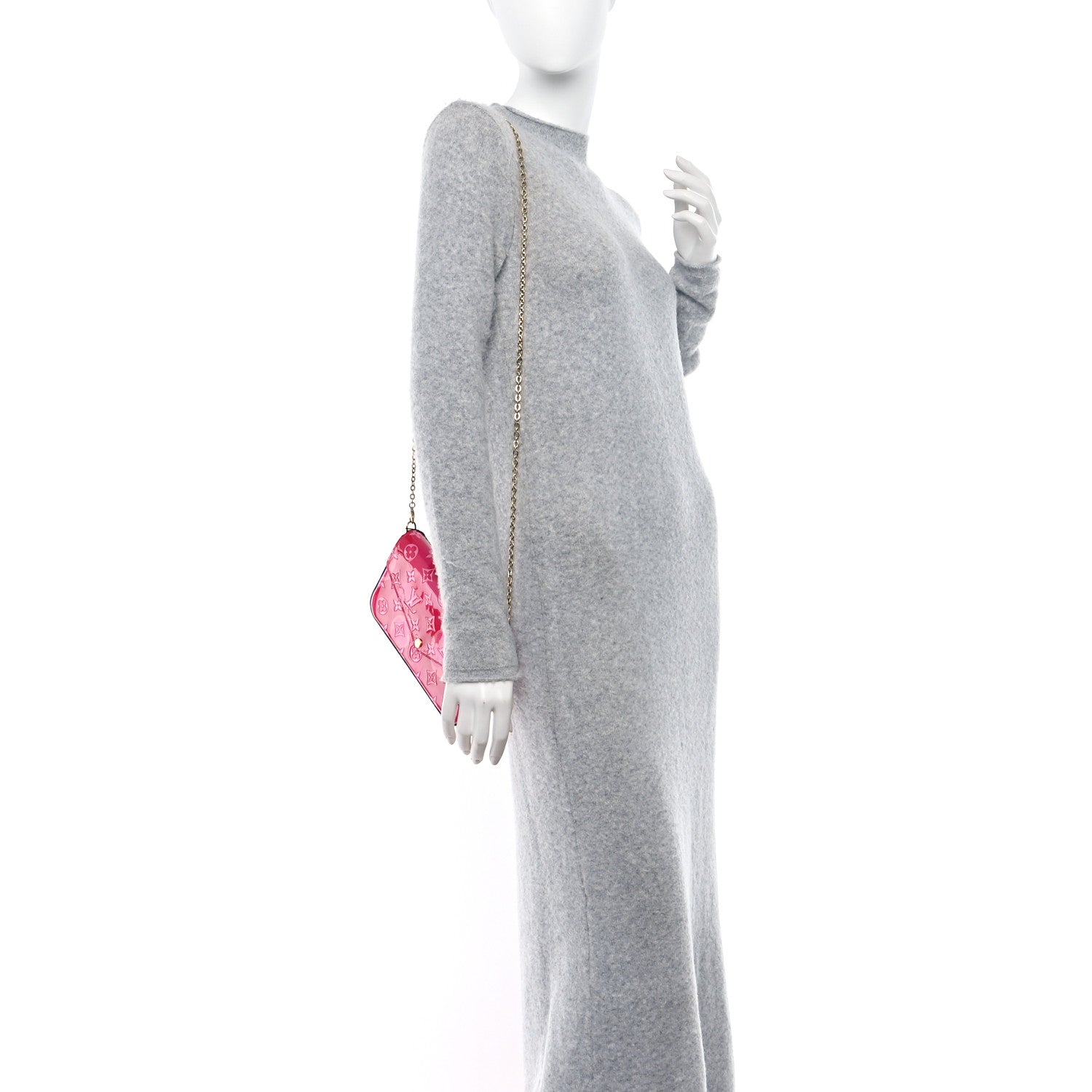 Louis Vuitton Vernis Valentine Pochette Felicie Chain Wallet Fuchsia 2 of 10