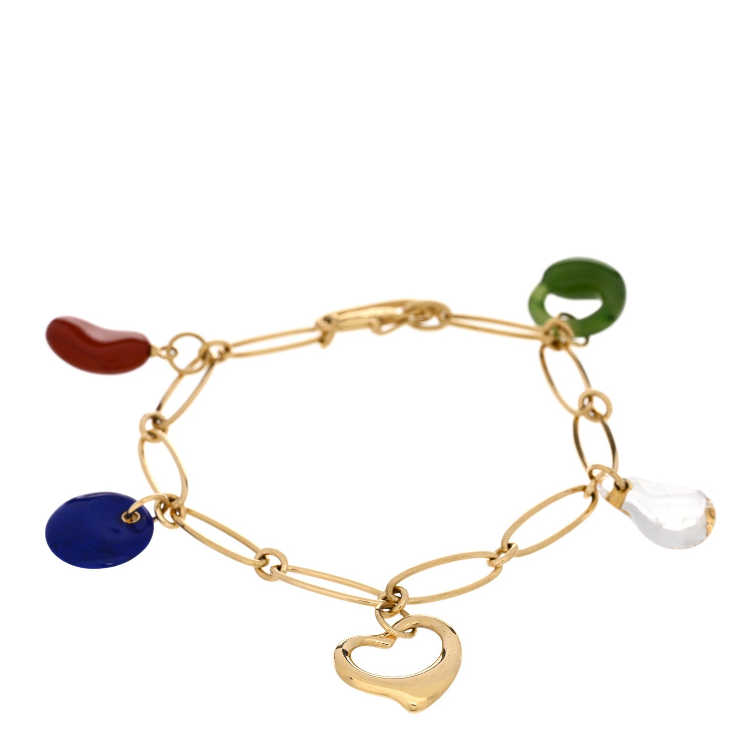 Tiffany 18K Yellow Gold Elsa Peretti Five Stone Charm Bracelet 1 of 3
