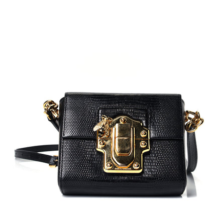 Dolce & Gabbana Calfskin Iguana Embossed Mini Lucia Satchel Black 1 of 4