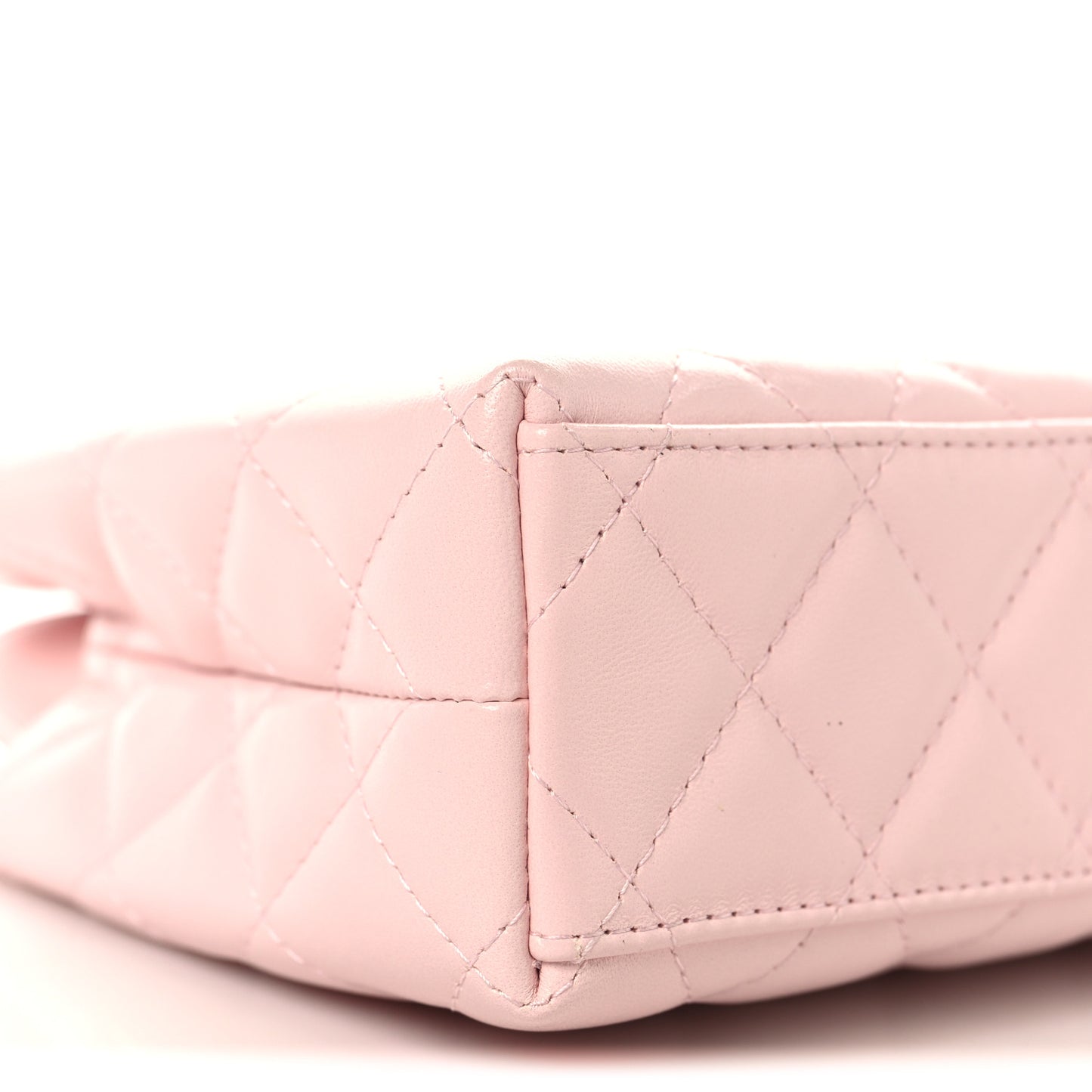 Shiny Aged Calfskin Quilted Nano Kelly Shopper Light Pink