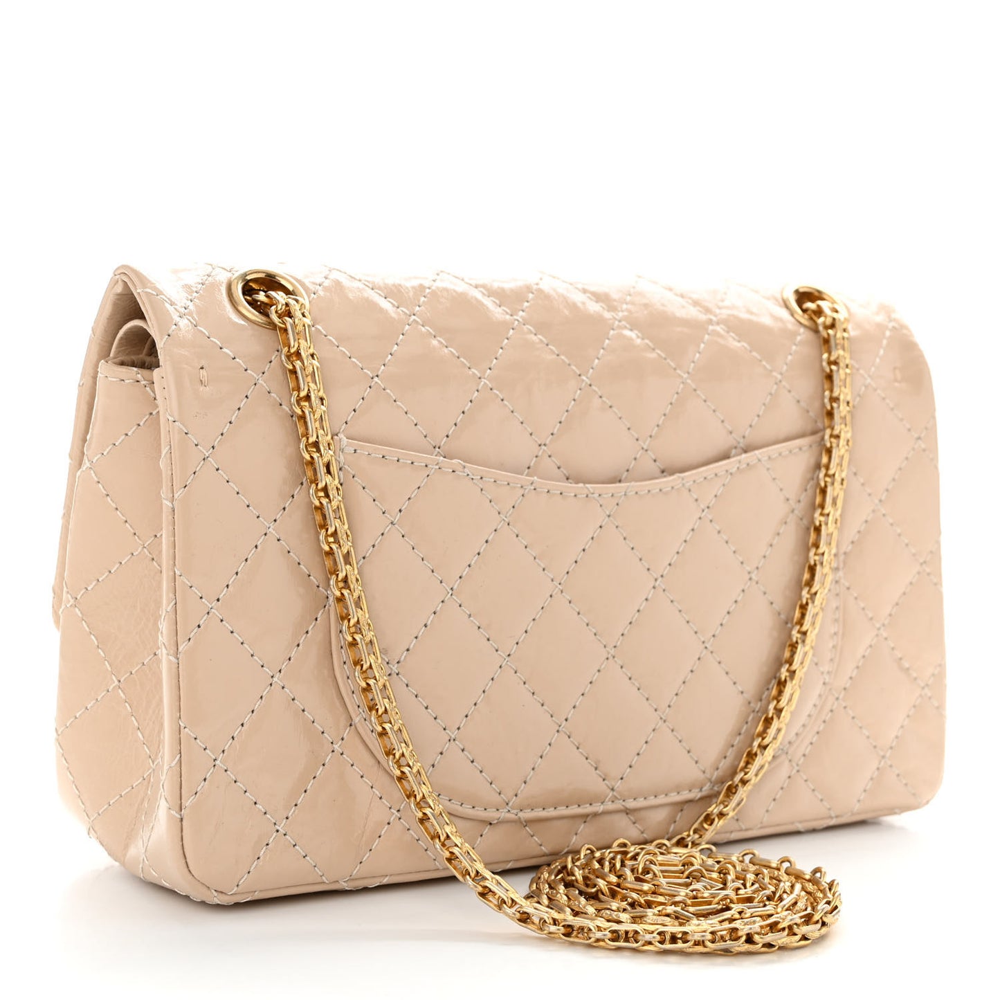 Patent Distressed Calfskin Quilted 2.55 Reissue 225 Flap Beige