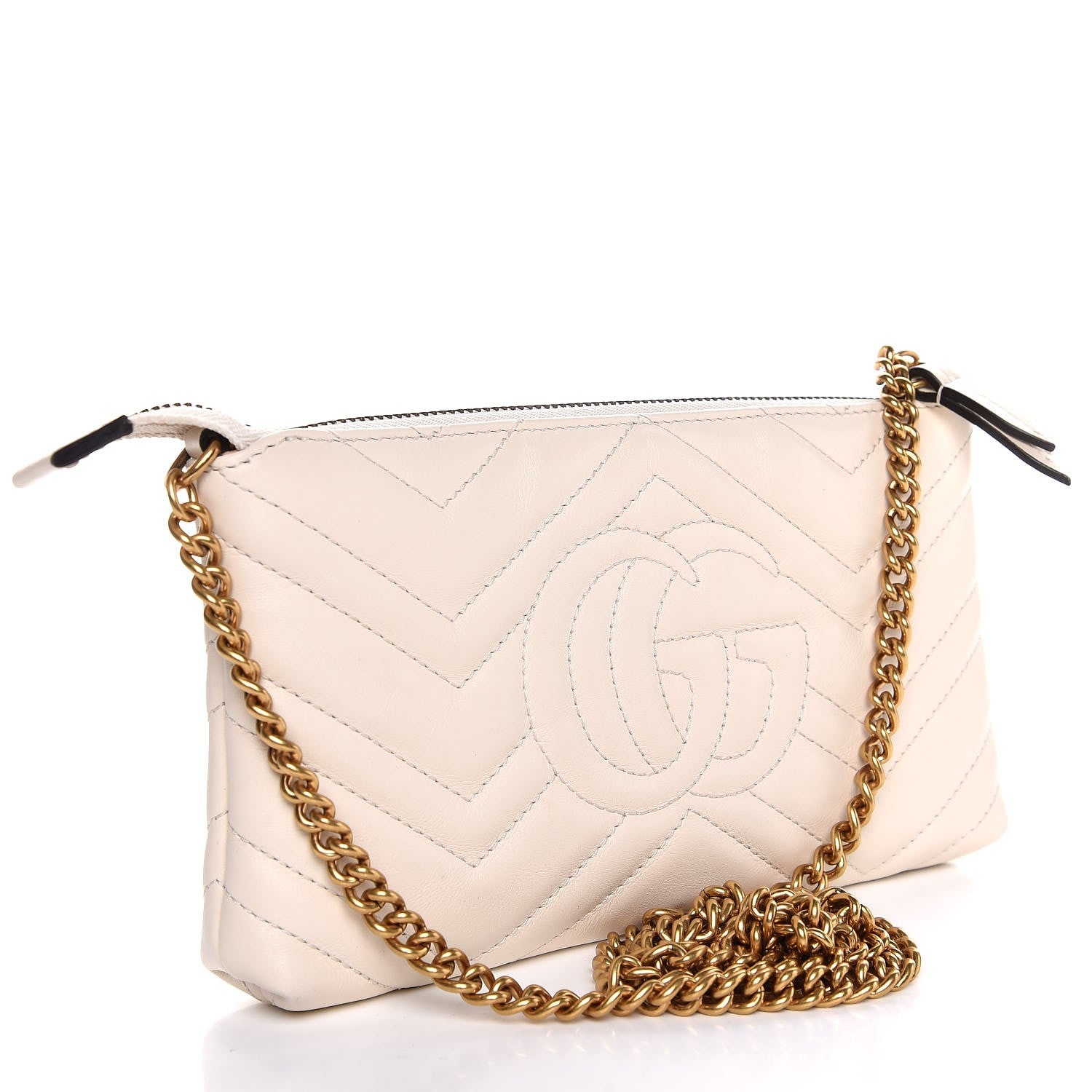 Gucci Calfskin Matelasse Mini GG Marmont Chain Bag White 3 of 7