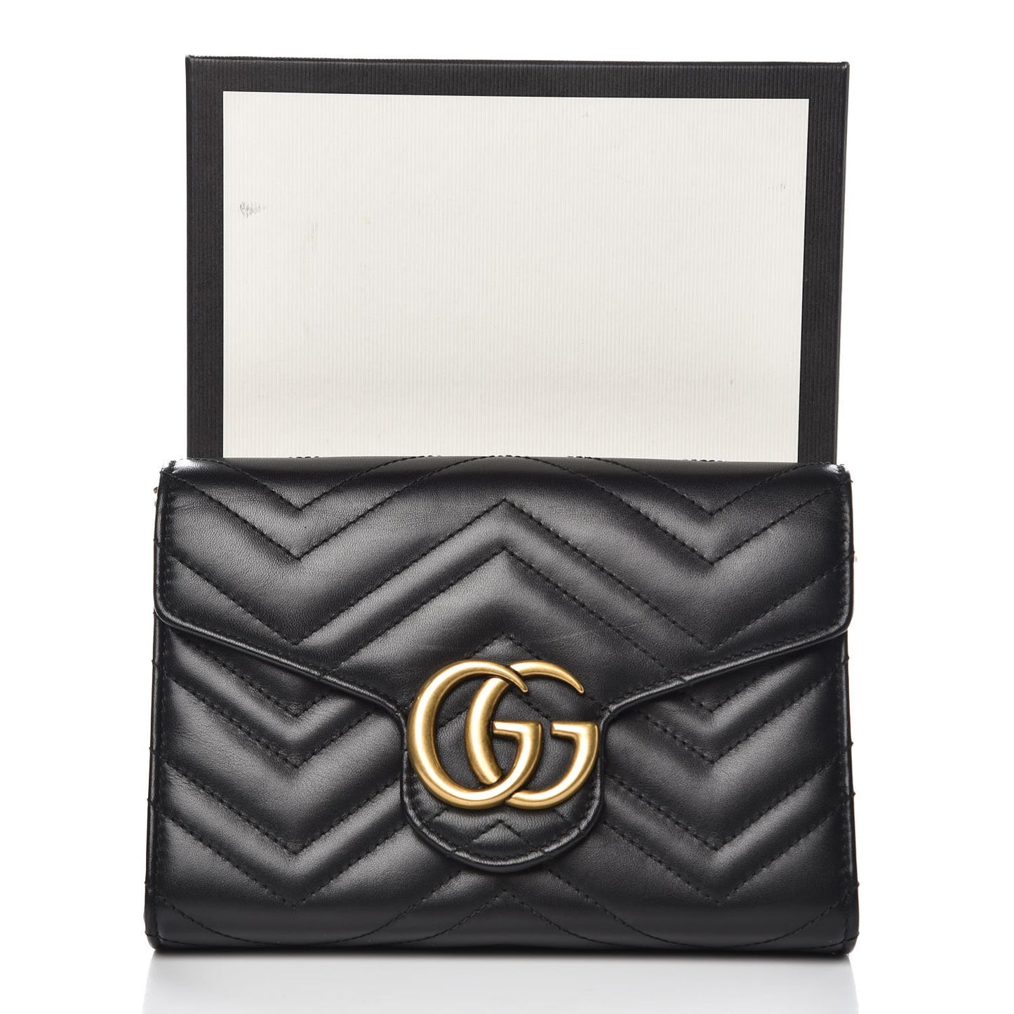Calfskin Matelasse GG Marmont Chain Wallet Black