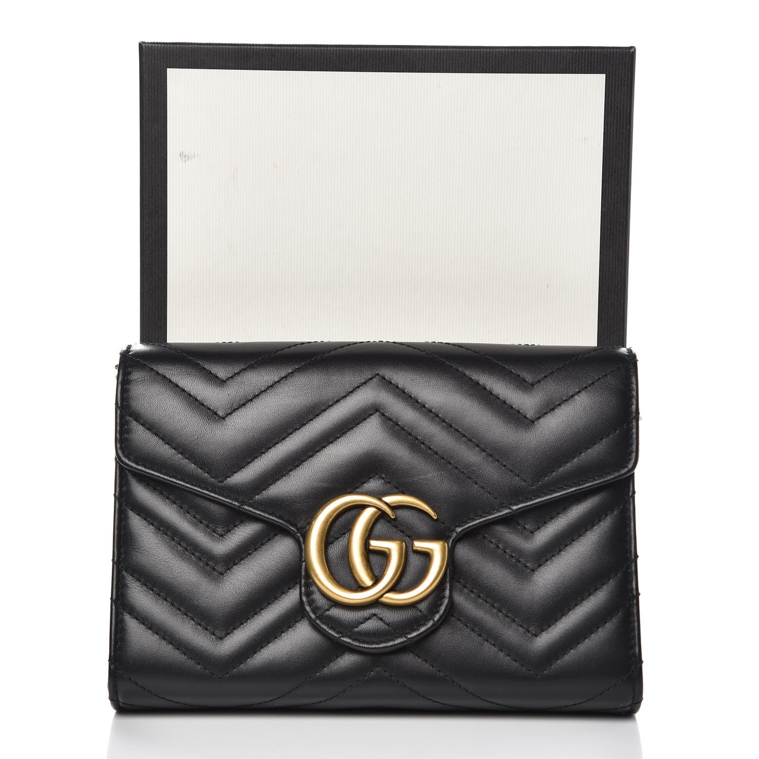 Gucci Calfskin Matelasse GG Marmont Chain Wallet Black 9 of 9
