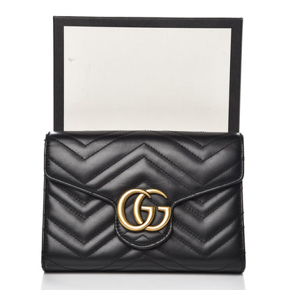 Gucci Calfskin Matelasse GG Marmont Chain Wallet Black 9 of 9