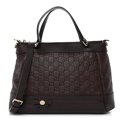 Gucci Guccissima Mayfair Top Handle Satchel Dark Brown 1 of 13