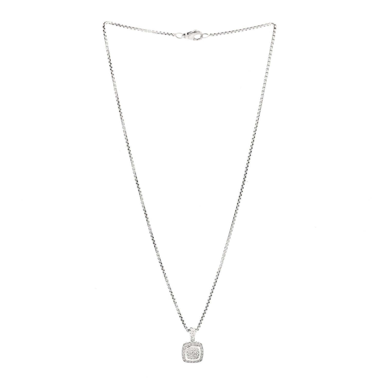 David Yurman Sterling Silver Diamond Pave 7mm Petite Albion Pendant Necklace 3 of 5