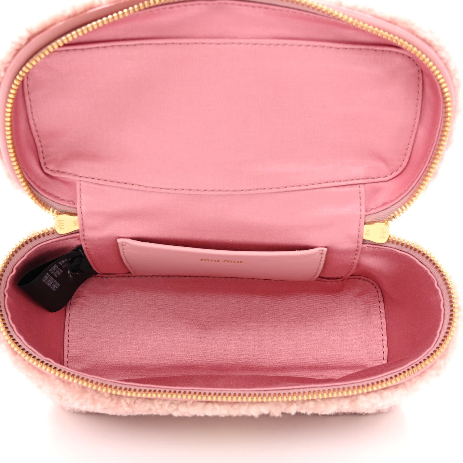 Miu Miu Montone Shearling Madras Mini Top Handle Vanity Case Rosa 5 of 10