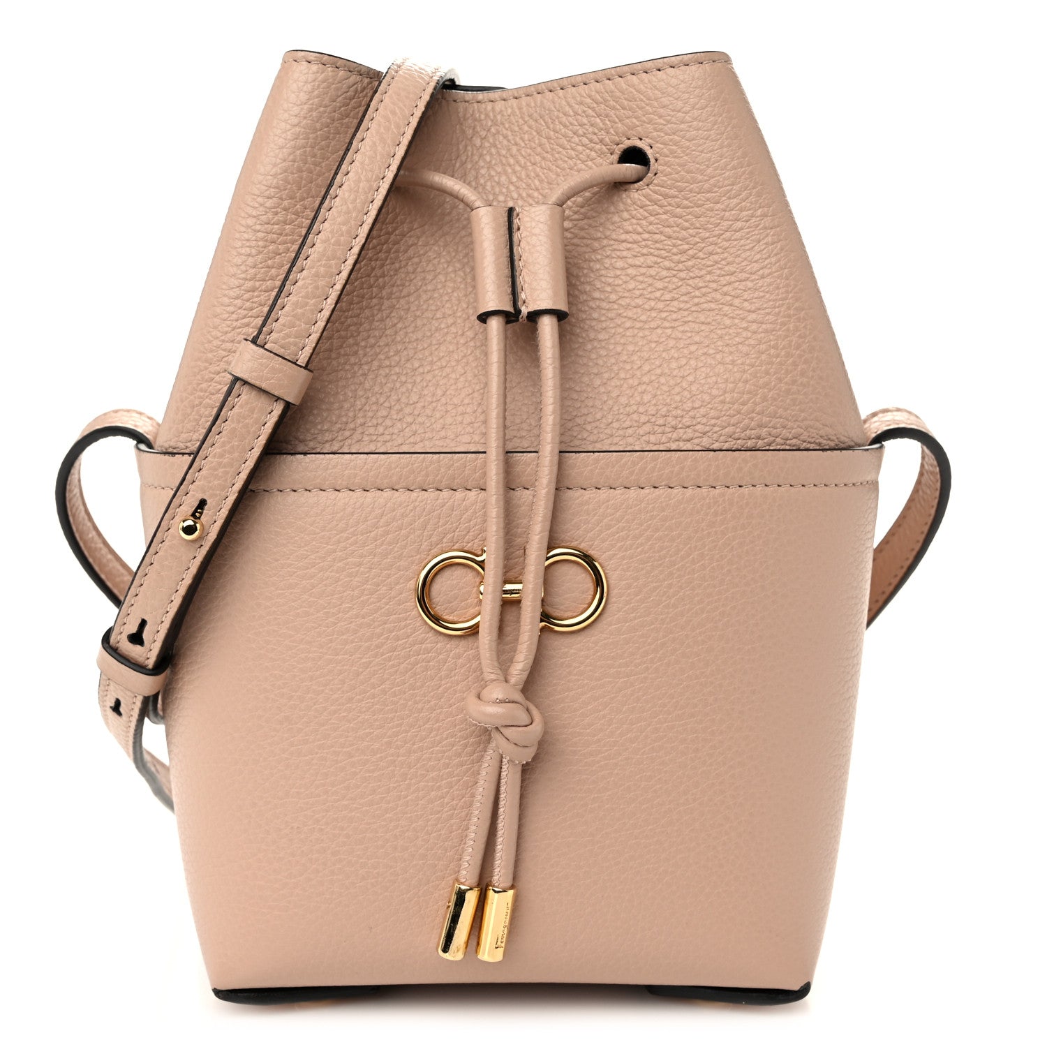 Salvatore Ferragamo Grained Calfskin Mini Gancino Bucket Bag Amaretti 1 of 9