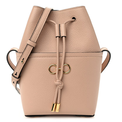 Salvatore Ferragamo Grained Calfskin Mini Gancino Bucket Bag Amaretti 1 of 9