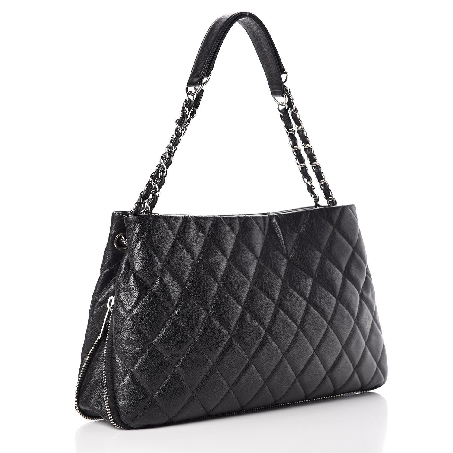 Chanel Caviar Quilted Expandable Zip Shoulder Bag Black 3 of 8