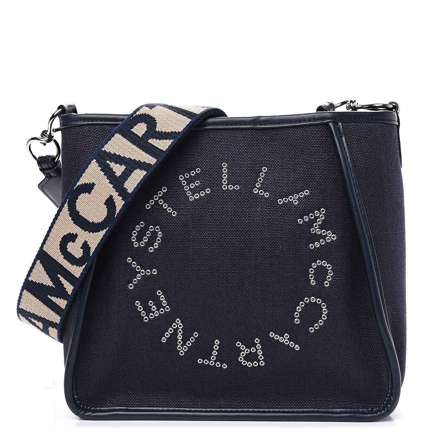 Stella McCartney Eco Alter Denim Perforated Logo Mini Crossbody Navy 1 of 8