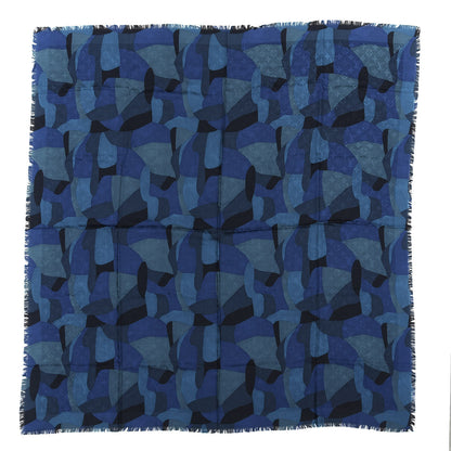 Louis Vuitton Silk Wool Monogram Camouflage Shawl Blue 1 of 4