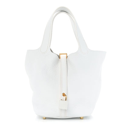 Hermes Taurillon Clemence Picotin Lock 18 PM White 1 of 13