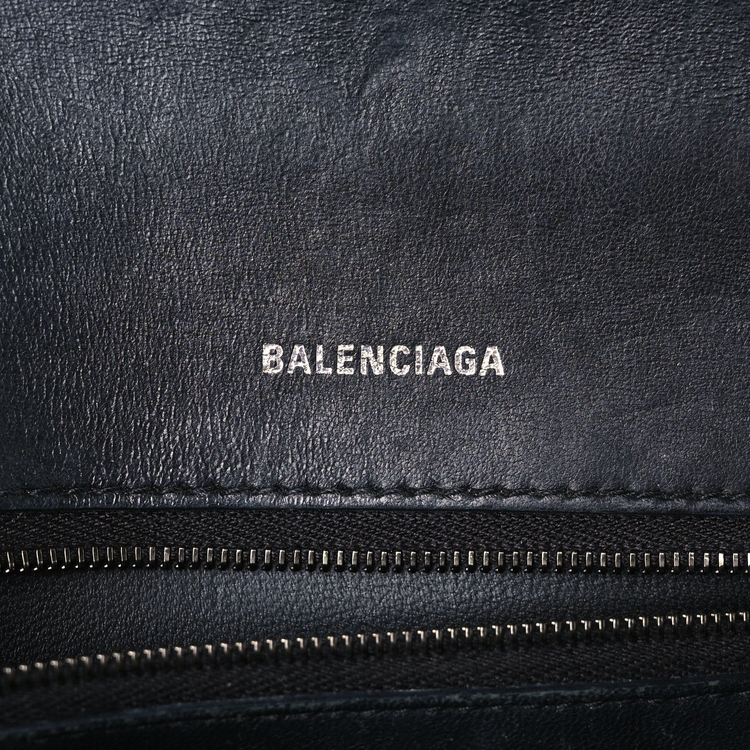 Balenciaga Shiny Calfskin Monochrome Crocodile Embossed Small Hourglass Top Handle Bag Black 6 of 14