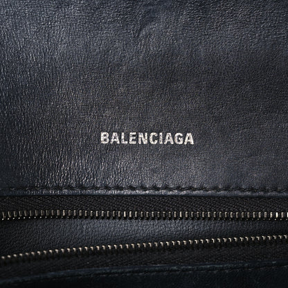 Balenciaga Shiny Calfskin Monochrome Crocodile Embossed Small Hourglass Top Handle Bag Black 6 of 14