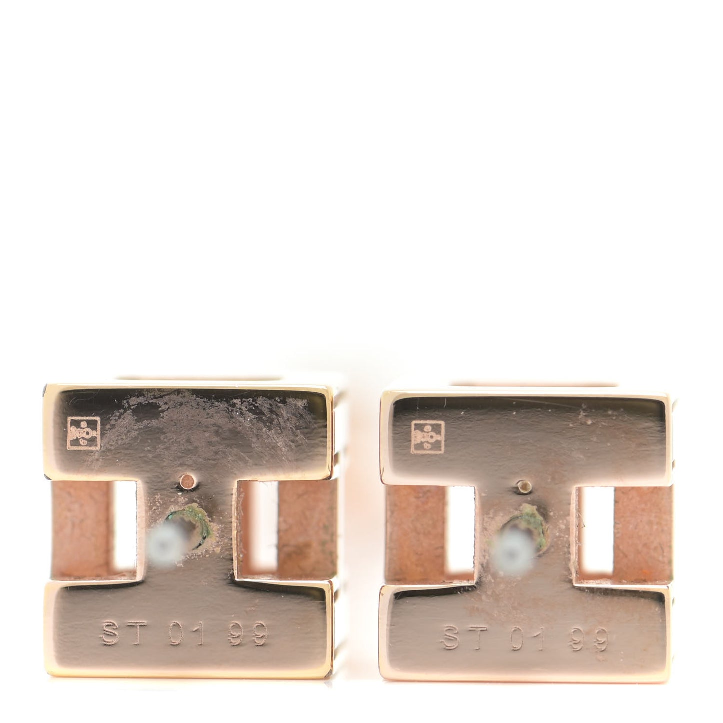 Rose Gold Lacquered Cage d'H Earrings White