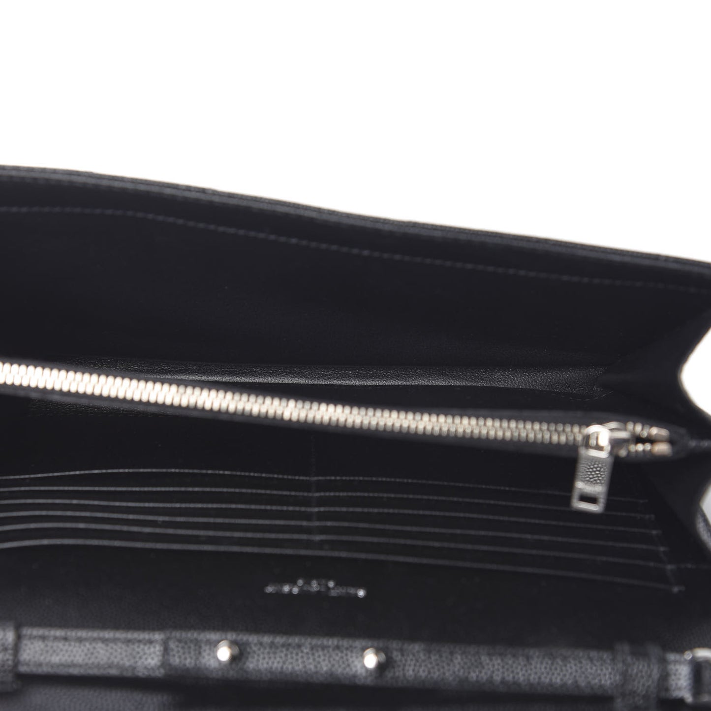Grain De Poudre Matelasse Chevron Monogram Chain Wallet Black