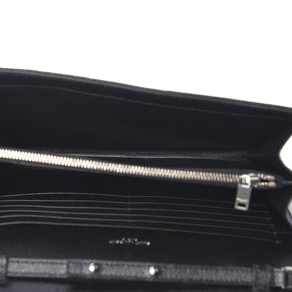 Saint Laurent Grain De Poudre Matelasse Chevron Monogram Chain Wallet Black 4 of 9
