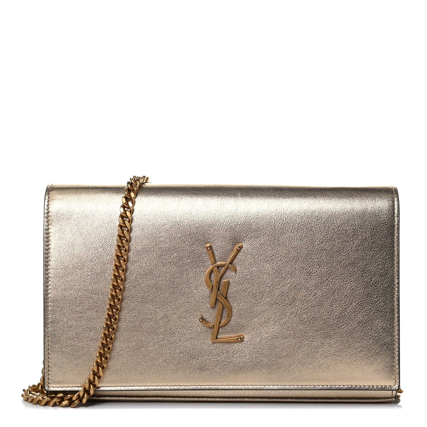Saint Laurent Metallic Calfskin Medium Classic Monogram Kate Satchel Gold 1 of 5