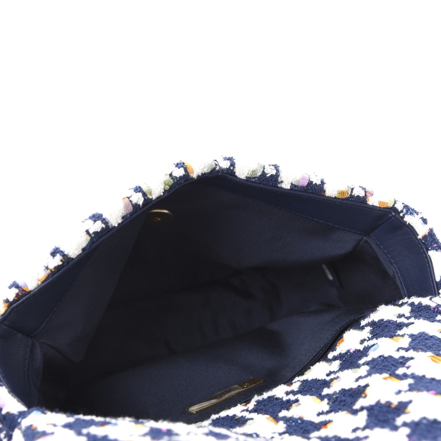 Tweed Quilted Medium 19 Flap Ecru Navy Blue Multicolor