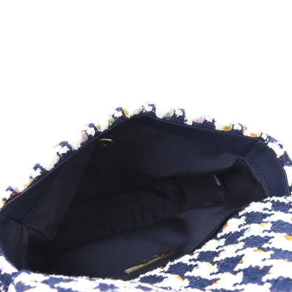 Chanel Tweed Quilted Medium 19 Flap Ecru Navy Blue Multicolor 5 of 10
