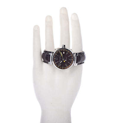 Louis Vuitton Stainless Steel Alligator 39mm Tambour GMT Automatic Watch Brown 2 of 9