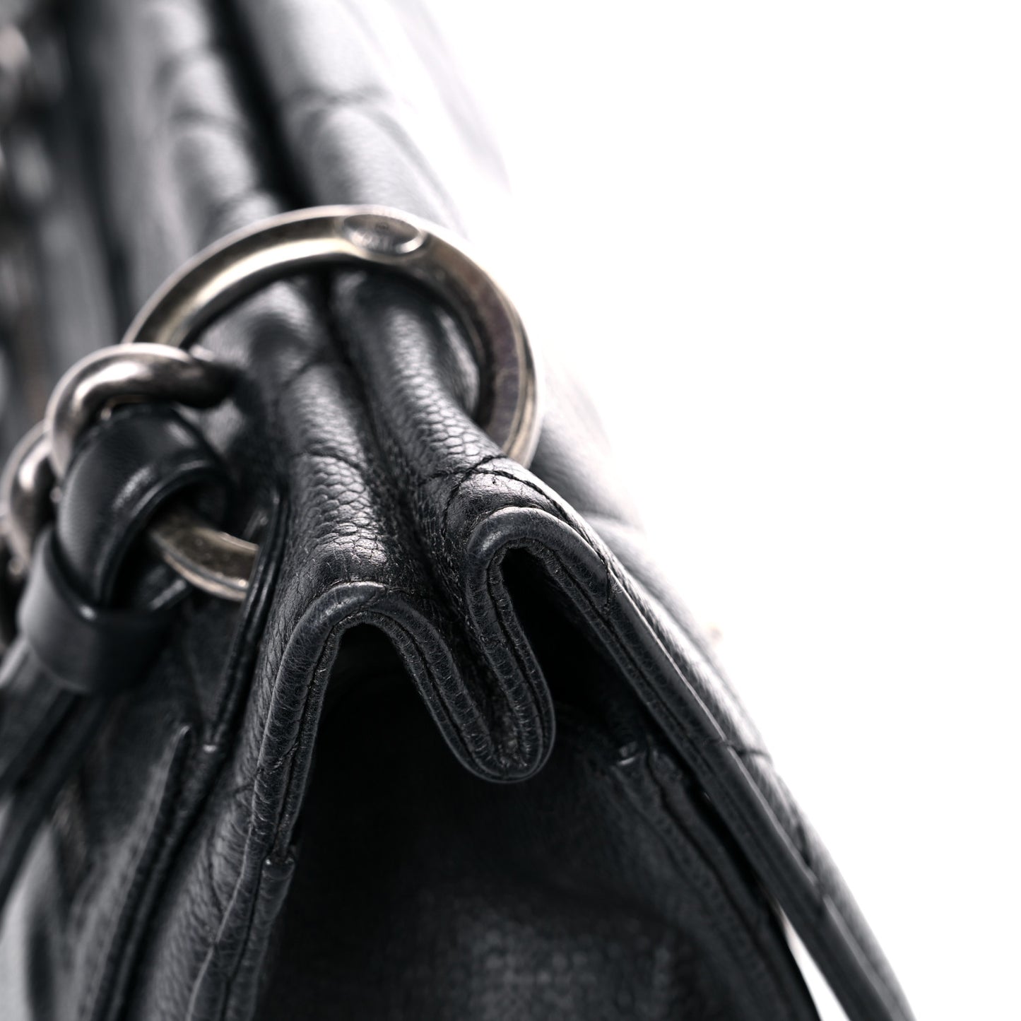 Caviar Quilted Large Retro Class Flap Black