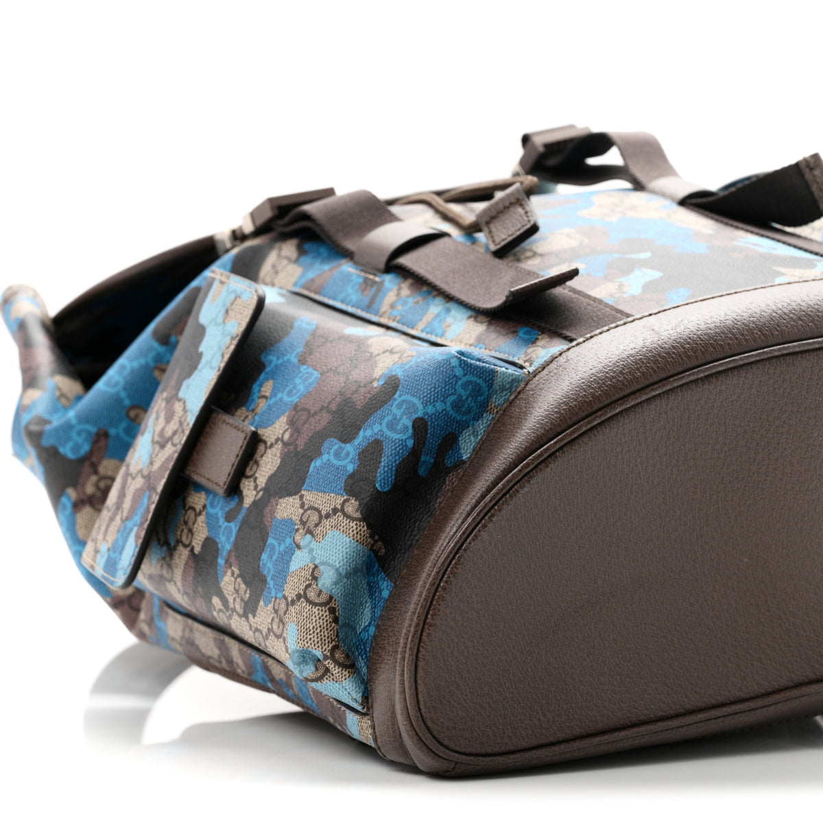 Gucci GG Supreme Monogram Camouflage Large Backpack Beige Ebony New Acero Blue 9 of 10