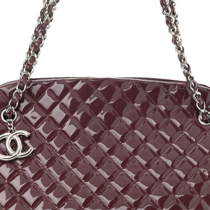 Chanel Patent Quilted Maxi Just Mademoiselle Bowling Bag Burgundy 8 of 11