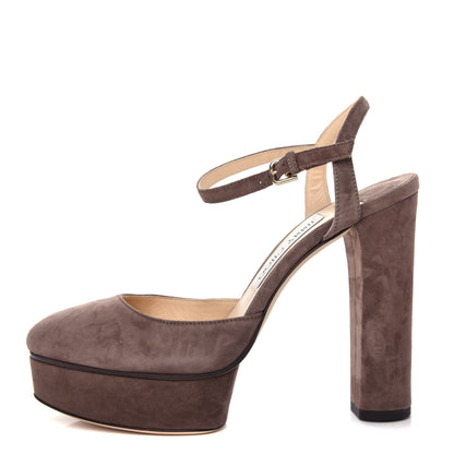 Jimmy Choo Suede Maple 125 Pumps 38 Stone 1 of 10