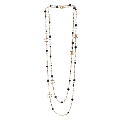 Chanel Pearl Bead CC Long Necklace Ruthenium Black 3 of 6