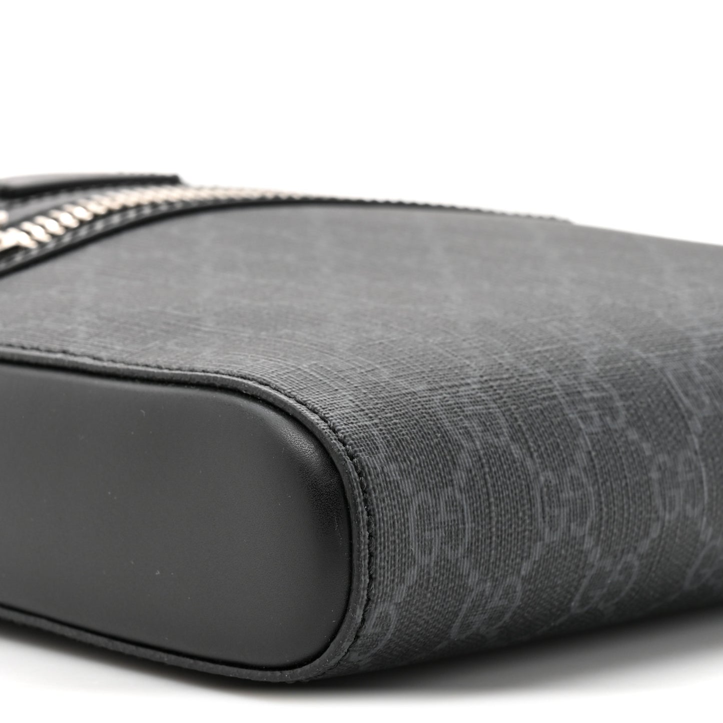 GG Supreme Monogram Web Small Flat Messenger Bag Black Grey