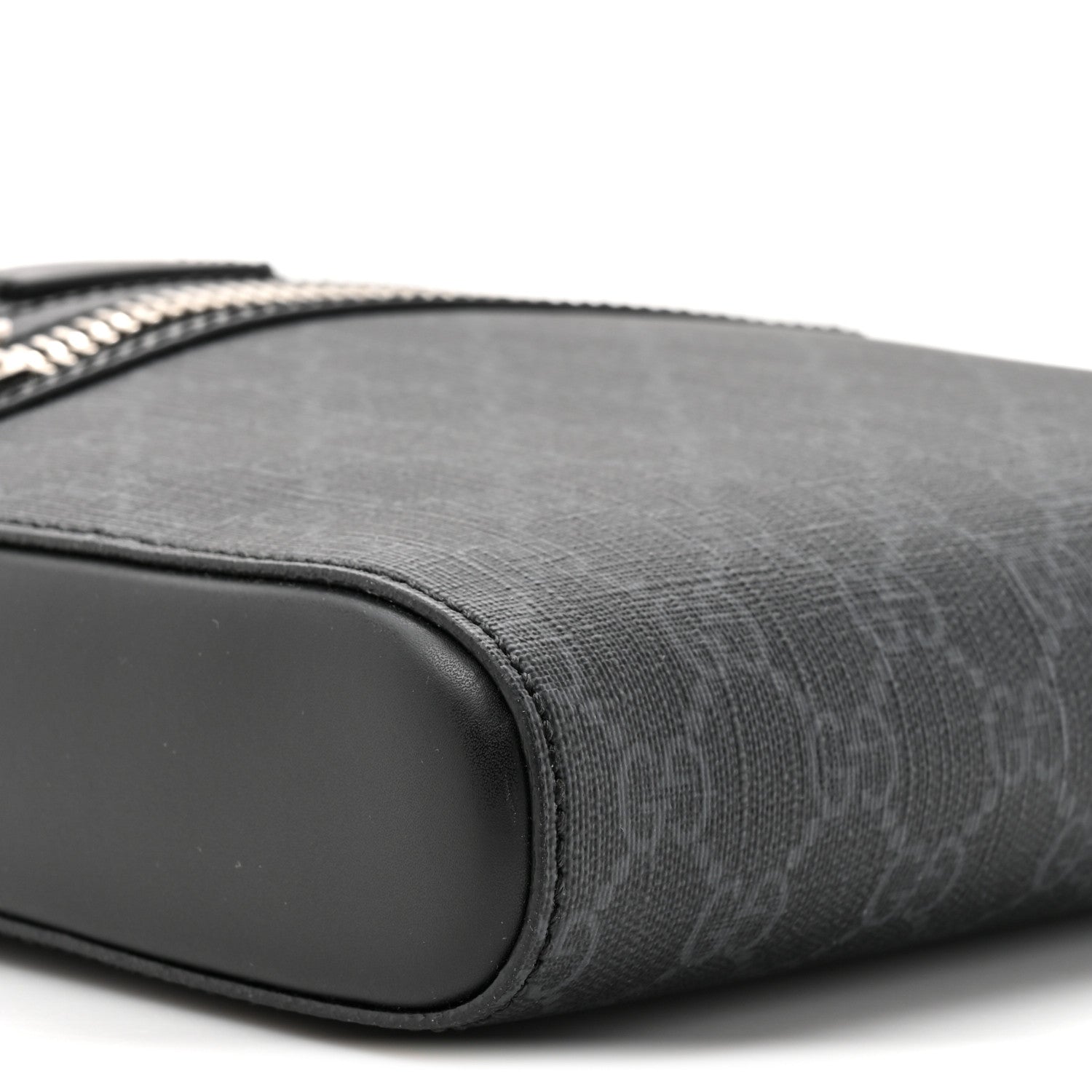 Gucci GG Supreme Monogram Web Small Flat Messenger Bag Black Grey 10 of 10