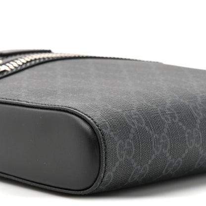 Gucci GG Supreme Monogram Web Small Flat Messenger Bag Black Grey 10 of 10