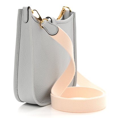 Hermes Taurillon Clemence Amazone Evelyne TPM Bleu Pale Nata 3 of 9