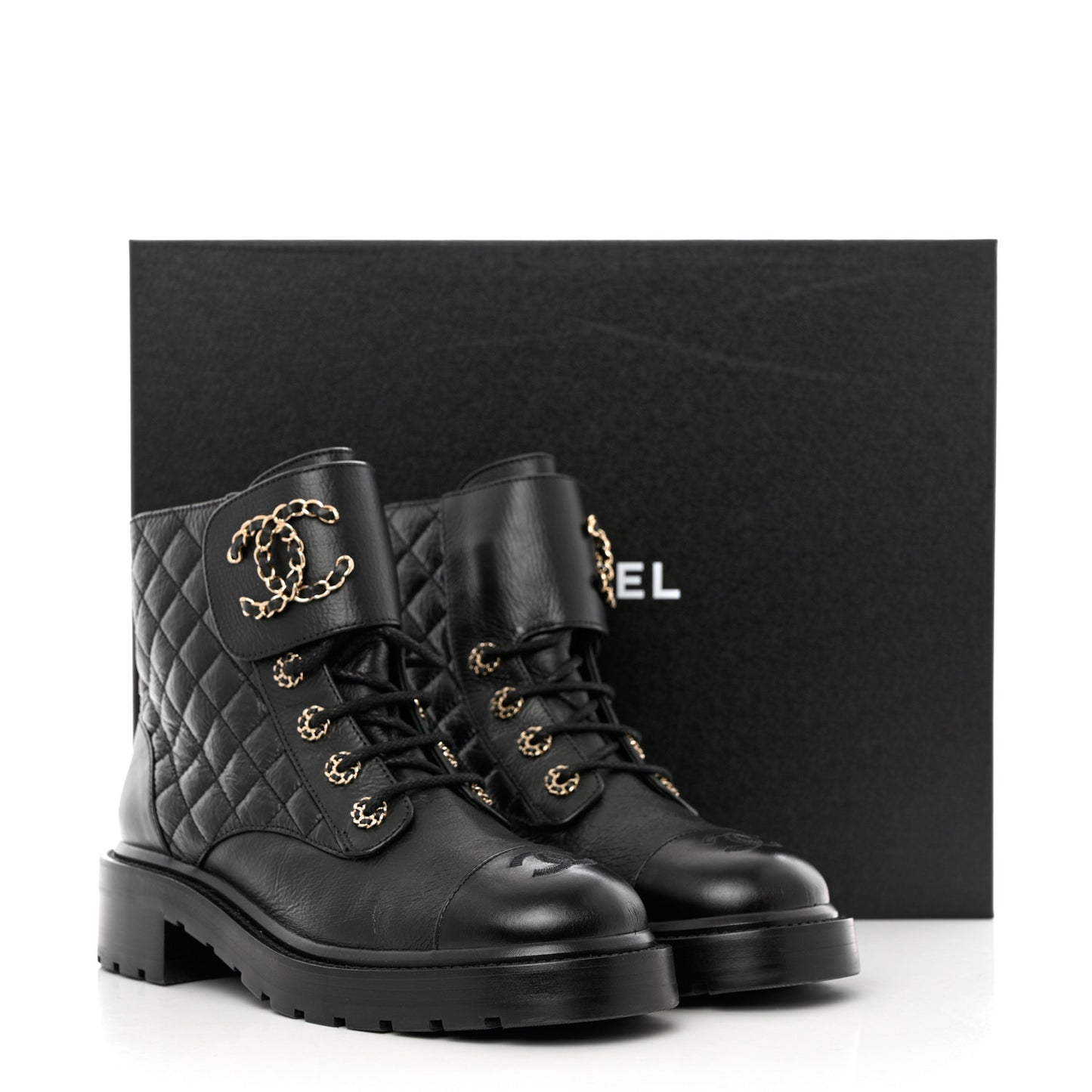Shiny Goatskin Calfskin Quilted Lace Up Combat Boots 39 Black