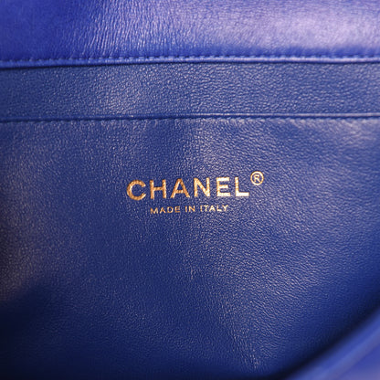 Chanel Lambskin Quilted Clutch With Chain Flap Blue 6 of 14